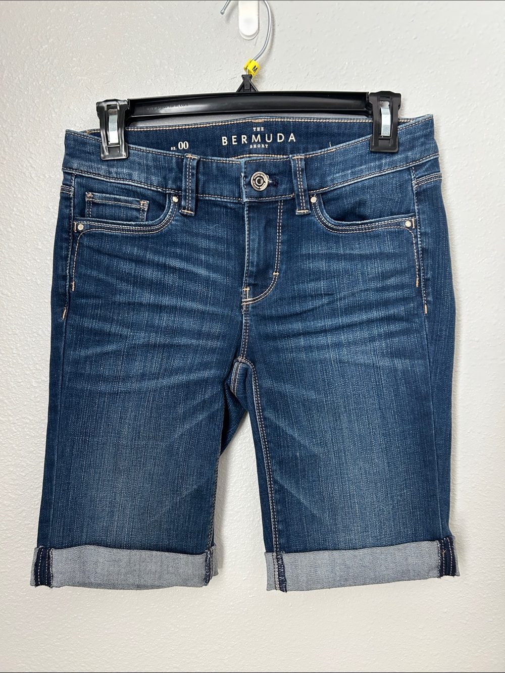 WHBM Dark Blue Bermuda Jean Shorts